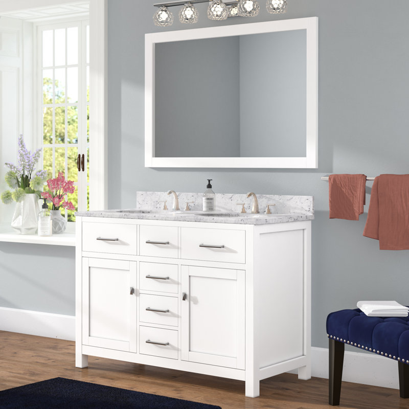 Willa Arlo Interiors Sverre 48" Double Bathroom Vanity Set with Mirror